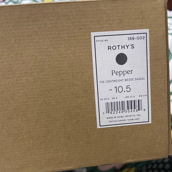 New in box Rothy's The Lightweight Wedge Sandal Pepper Black